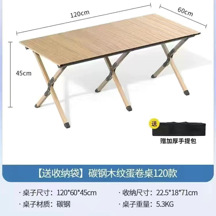 Camping Table and Chair Set Egg Roll Table Folding Chair with Backrest Moon Chair Kermit Chair Table Outdoor Camping