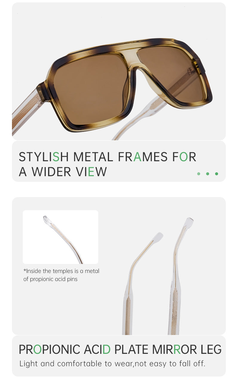 European and American Fashion Square Frame Sunglasses for Men Driving Special Propionic Acid Insert Pin Temple Sunglasses Men's Glasses shades