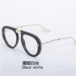 Diamond-Encrusted Foldable Sunglasses for Women Fashionable Internet Celebrity Style Sunglasses Artistic Bare-Faced Glasses Toad Glasses sunglasse