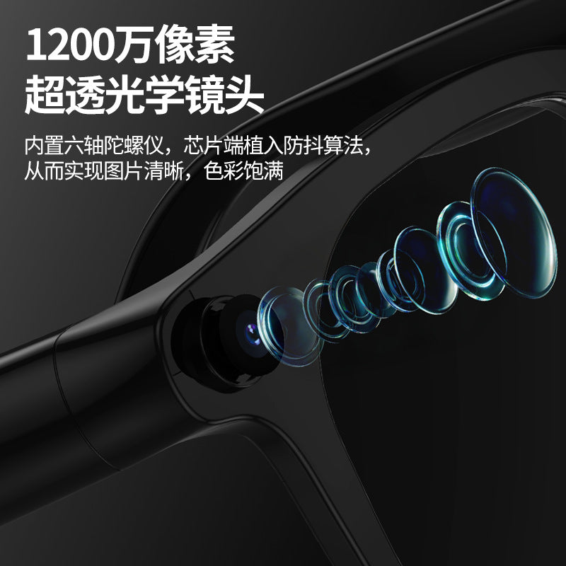 In-stock wholesale supply ai Smart Translation Bluetooth Glasses1200w Dual Microphone Noise Reduction for Photography and Live Streaming