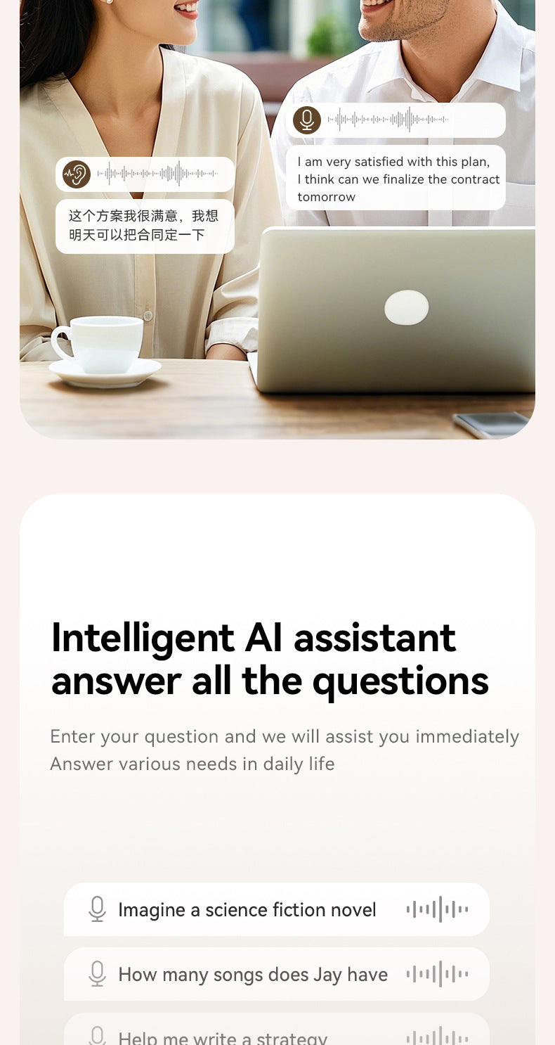 2025Popular M122New AI Translation Private Model Noise Cancelling Ultra-Long Battery Life Over-Ear Wireless Bluetooth Earphones