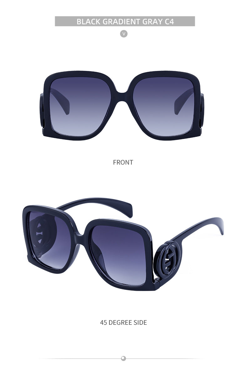 European and American fashion large frame sunglasses for women with a high-end feel INS Wind Sunglasses Sun Protection No Makeup Glasses Square Frame sunglasse