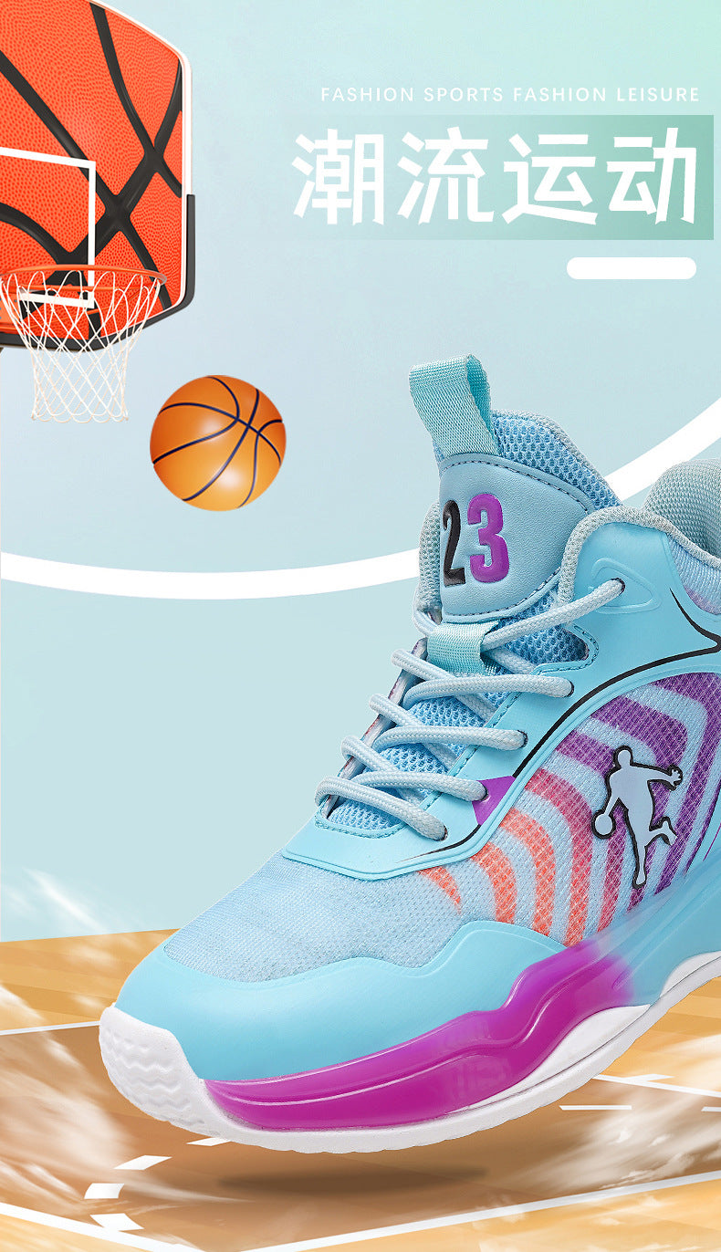 Big Kids Practical Basketball Shoes Children Professional Training Wear-Resistant Sneakers Mesh Breathable Non-Slip Running Sports Shoes