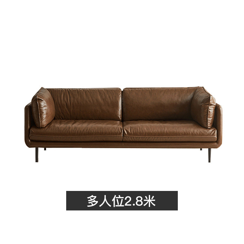 Factory Direct Sales Embrace Genuine Leather Sofa Nordic Italian Minimalist Full Top Grain Cowhide Vintage Retro Oil Wax Leather Sofa Shipping and tax not included