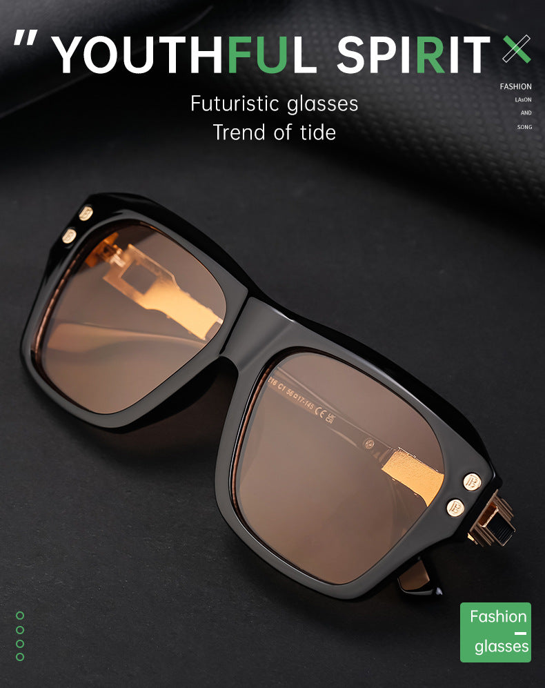 European and American Fashion Large Square Frame Sunglasses for Men High-end Sun Protection Sunglasses Men's Trendy Glasses sunglasses