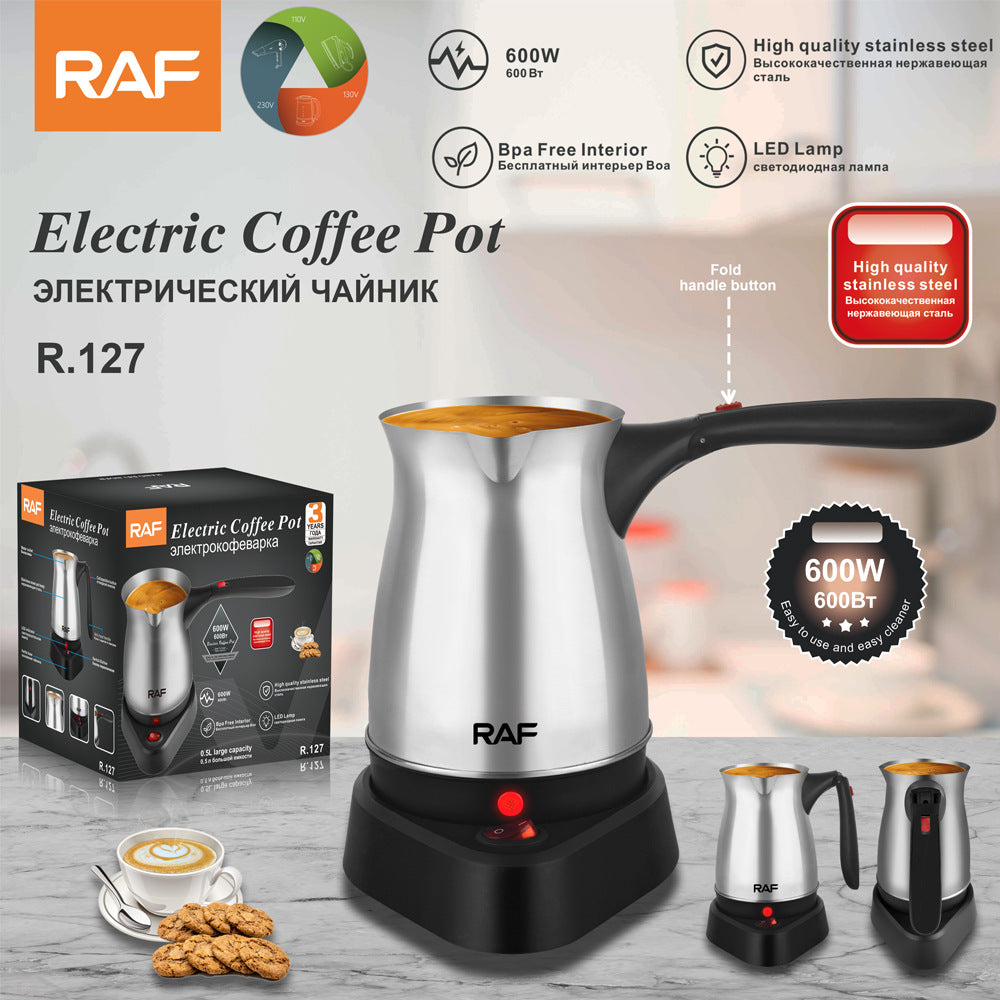 RAF European Standard Turkish Coffee Pot with Handle Stainless Steel Electric Coffee Maker Hot Water Kettle500ml