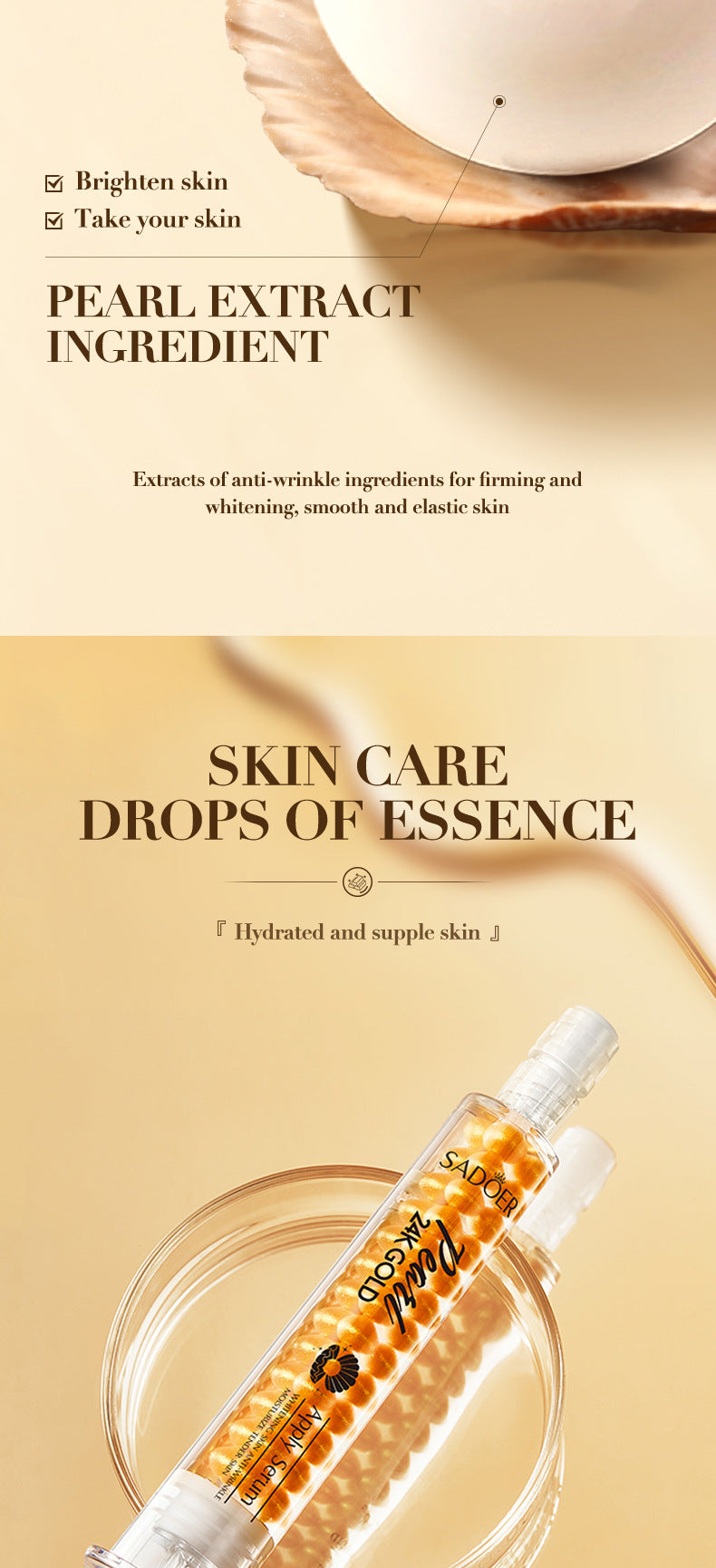 Full English24K Golden Pearl Collagen Hydrating Essence SADOER Moisturizing and Hydrating  Wholesale