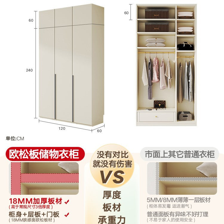 European Pine Board Full-Height Wardrobe3.0/2.8/2.7/2.6/2.5m Mi Light Luxury Bedroom Storage Cabinet