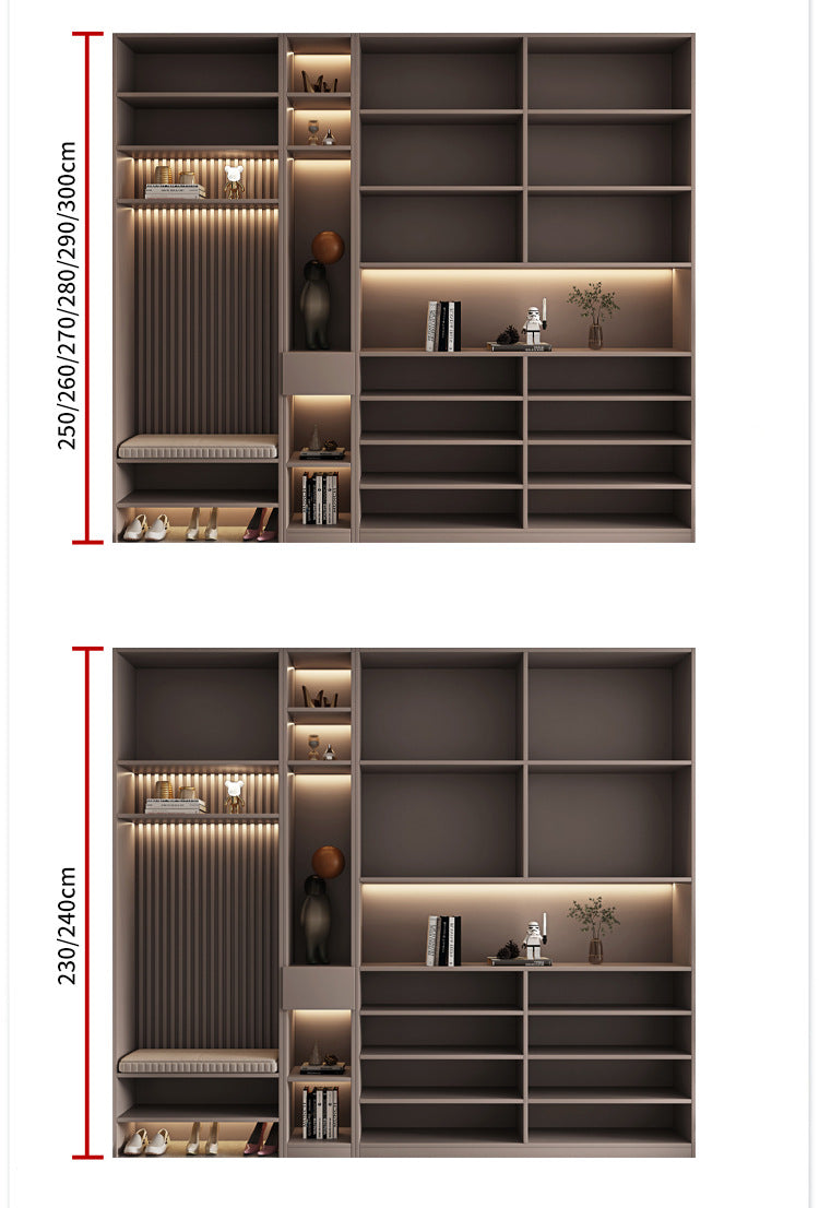 Custom Entryway Wall-Mounted Shoe Cabinet Home Doorway Entryway Cabinet Integrated Entryway with Door Cream Solid Wood High Cabinet
