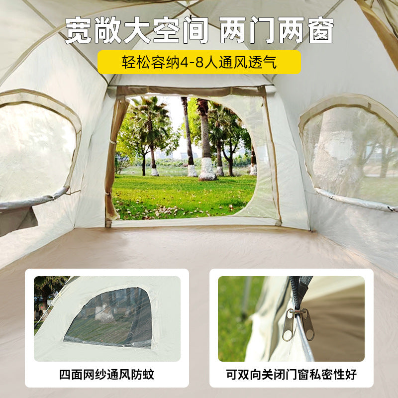 Canopy Tent 2-in-1 Outdoor Camping Waterproof Fabric Full Set Thickened Silver Coating Sunproof Rainproof Four Seasons Tent