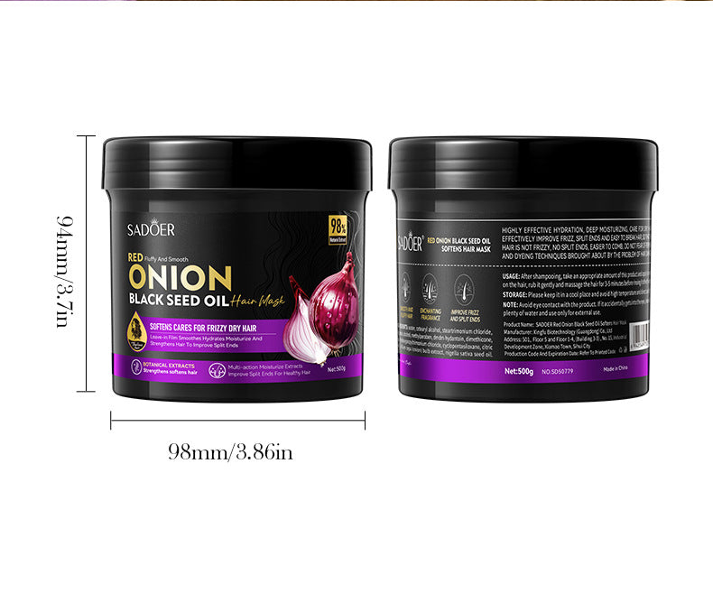 Cross-border Hair Mask500g Onion Black Seed Oil Smooth Hair Mask500g Foreign Trade Manufacturer Wholesale