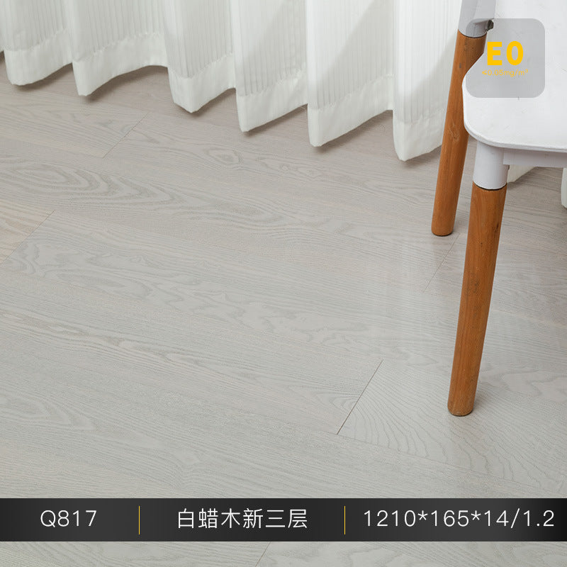 1.2mm White Ash Natural Wood Veneer New Three-Layer Solid Wood Composite Floor Heating Home Eco-Friendly Flooring Package Installation for Entry