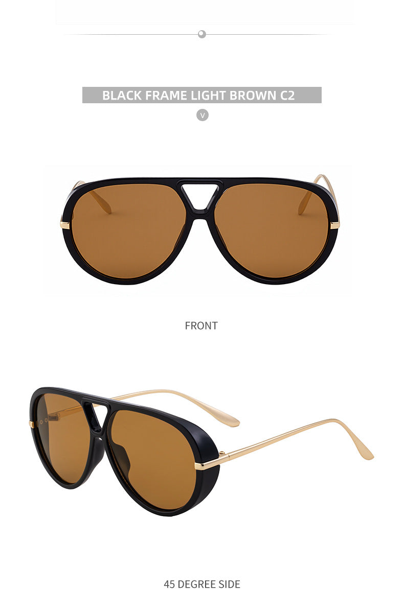 2025New European and American Style Toad Sunglasses for Men, Double Bridge Aviator Glasses, Outdoor Sun Protection Sunglasses for Men