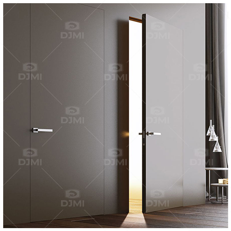 Modern Latest Design Aluminum Hidden Frame Interior Wooden Door Invisible Hinge Interior Sliding Wooden Door
