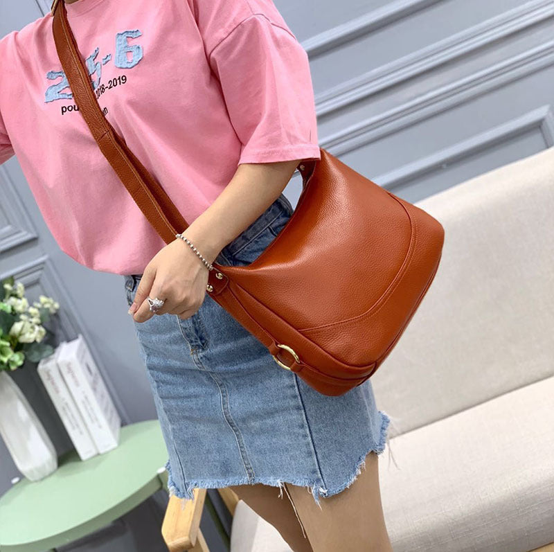 Genuine Leather Crossbody Bag for Women2025Versatile Soft Top Layer Cowhide Large Capacity Shoulder Bag for Middle-aged Moms, Light Luxury Style