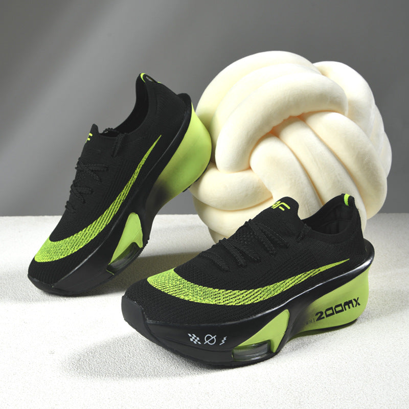 2025Autumn New High Elastic Double Mesh Breathable Sports Shoes Air Cushion Shock Absorption Full Palm Carbon Plate Couple Racing Running Shoes