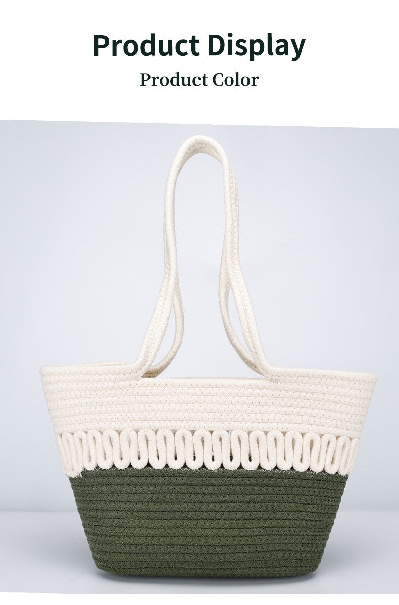 Single Shoulder Bag Hollow Summer Woven Bag New Large Capacity French Straw Bag Beach Vacation Beach Bag for Women