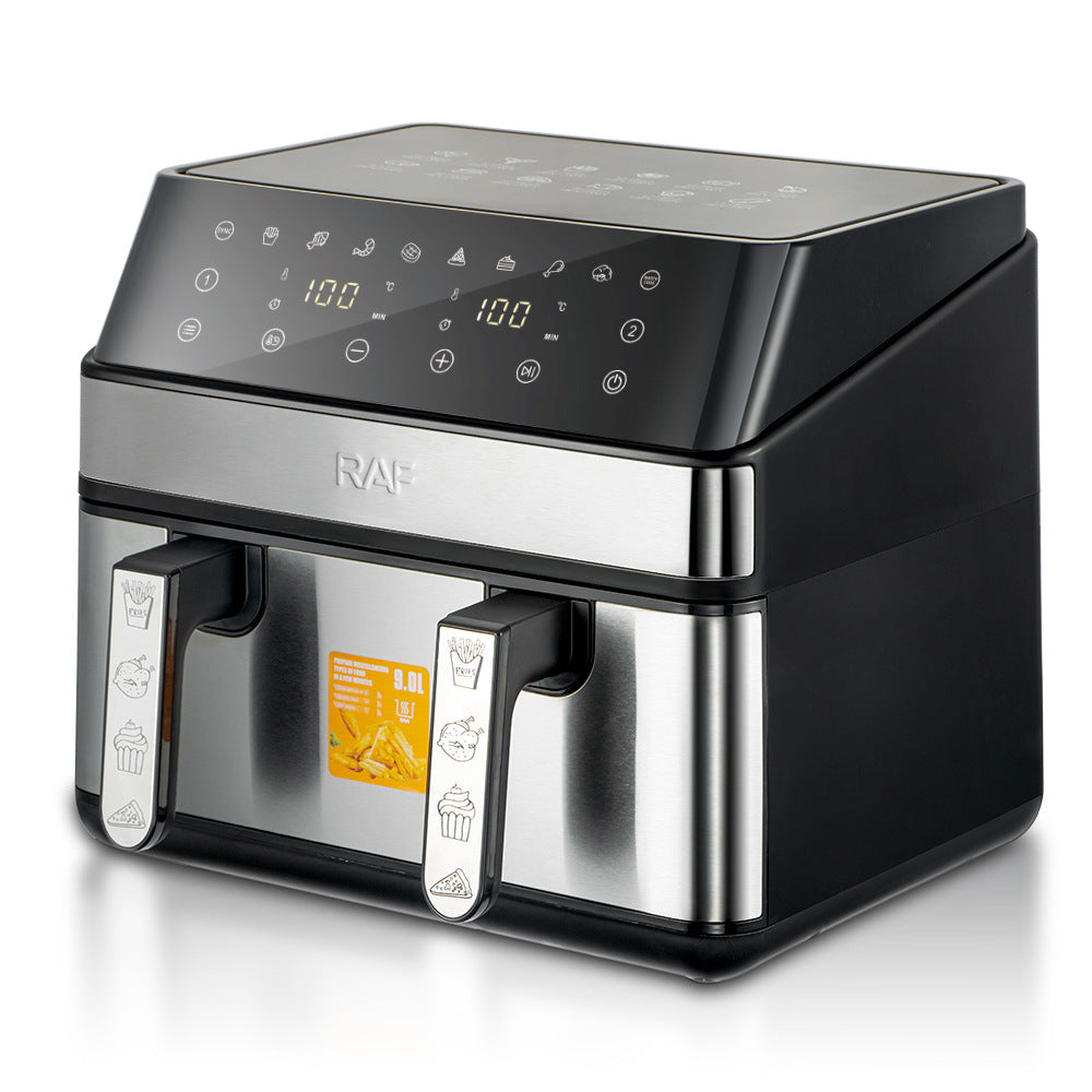 RAF Air Fryer Double Pot European Standard Large Capacity Multi-Function Oil-Free Touchscreen9L Household Electric Deep Fryer