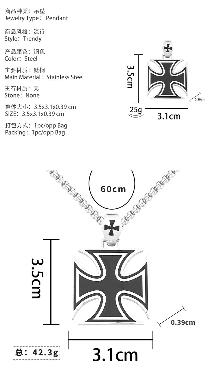 Hot Fashion Hip-Hop Versatile Titanium Steel Cross Pendant Personality Unisex Casual Couple Stainless Steel Necklace