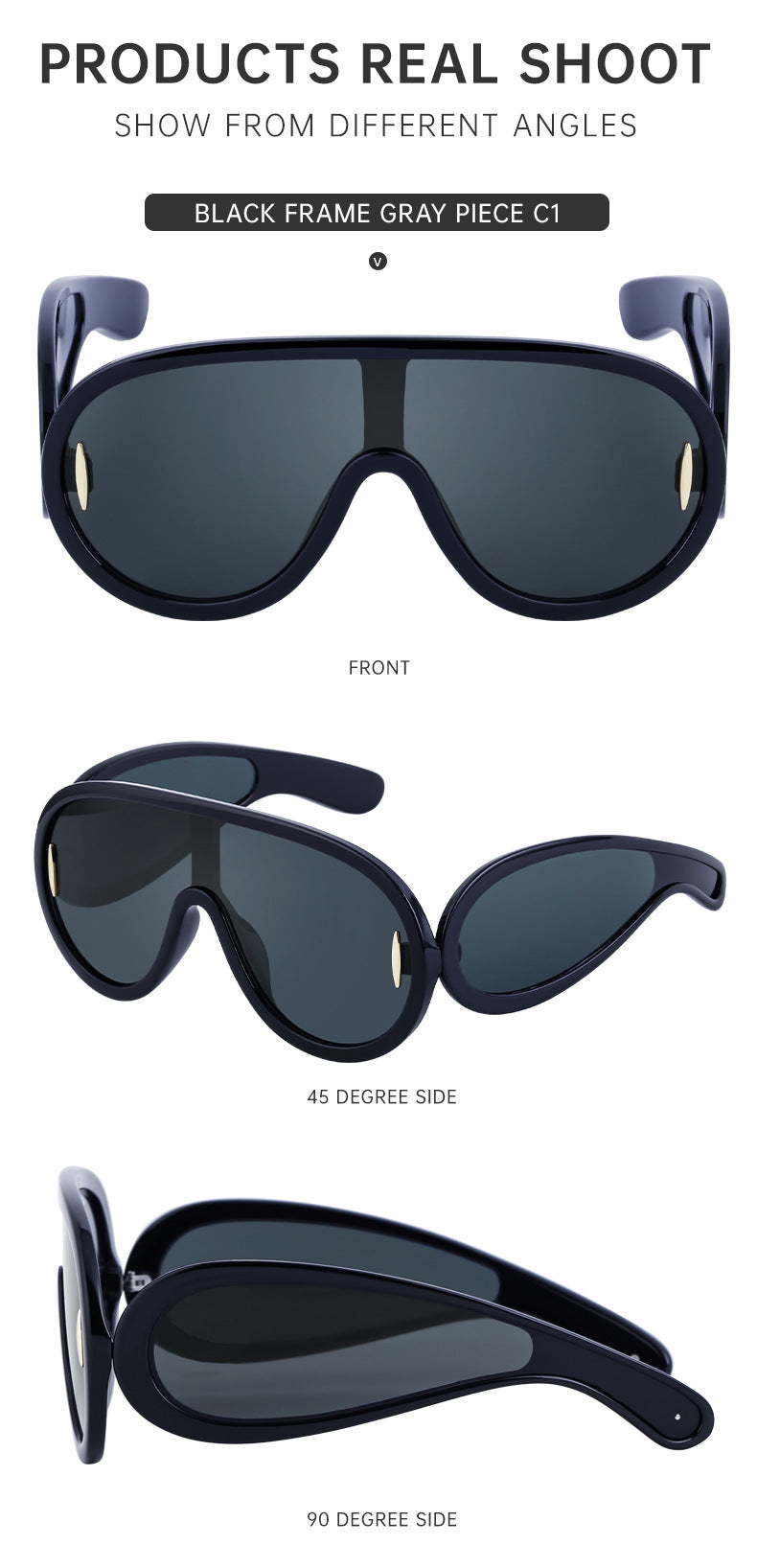 INS One-piece Large Frame Sunglasses for Women, European and American Fashion Sports Cycling Sunglasses, Windproof Glasses Wholesale