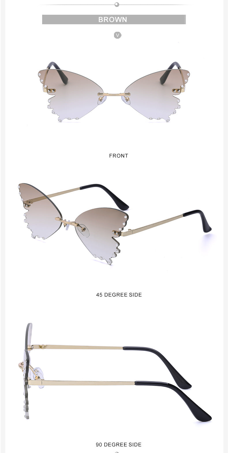 New Style Sunglasses for Women with Rhinestones Butterfly Sunglasses Trendy Personality Halloween Party Quirky Cool Glasses