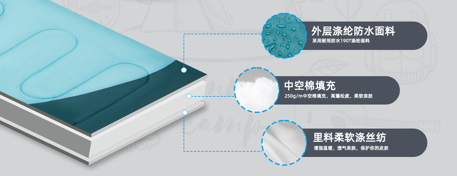 Envelope Style Spring and Autumn Adult Sleeping Bag Soft Thickened Indoor Nap Quilt Camping Portable Warm Sleeping Bag Outdoor