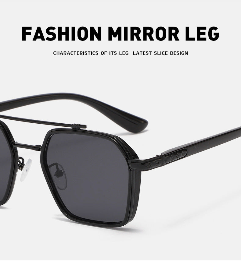 New Sunglasses Internet Celebrity Wei Ting Same Style Sunglasses for Men Trendy Large Square Frame Sunglasses for Men ins Sun Protection Glasses