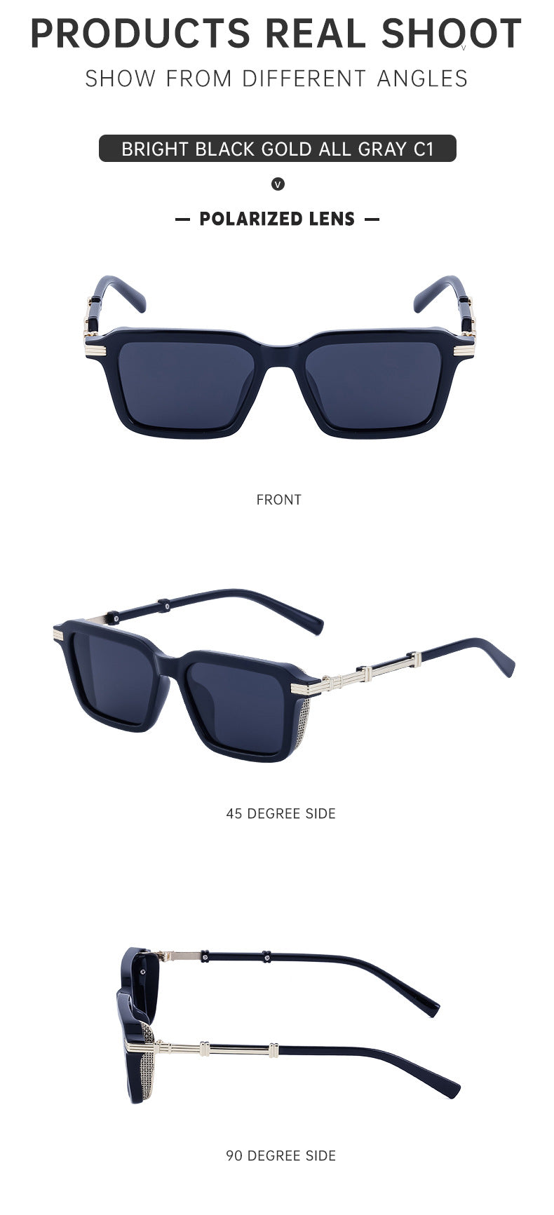 New European and American Fashion Polarized Sunglasses for Men Driving Anti-Glare Sunglasses Retro Punk Style Glasses shades