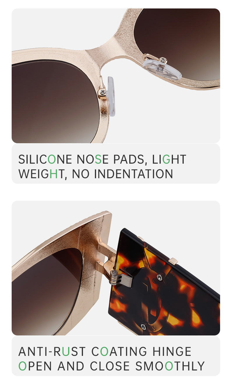 2025New Style Personality Wide Mirror Leg Sunglasses European and American Fashion Sunglasses for Women High-end Large Frame Outdoor Street Shooting Glasses