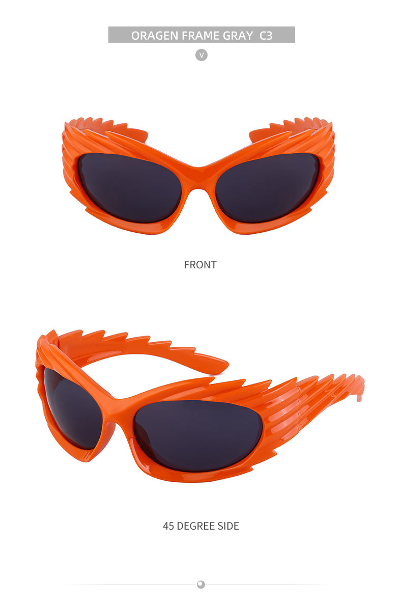 Europe and America Y2K Millennium Windproof Sunglasses for Women Trendy Personality Irregular Shape Sun Protection Sunglasses for Men Cycling Sports Glasses