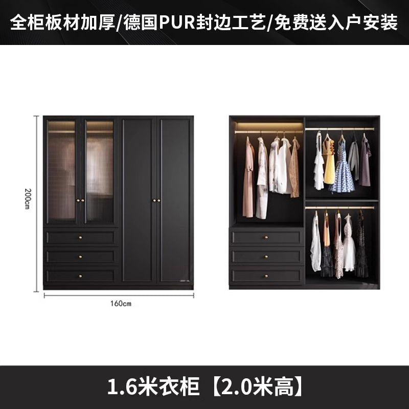 Vintage Style Wardrobe Black Cabinet Wardrobe for Home Bedroom Small Apartment Modern Simple Side Cabinet Top Cabinet Furniture Wardrobe