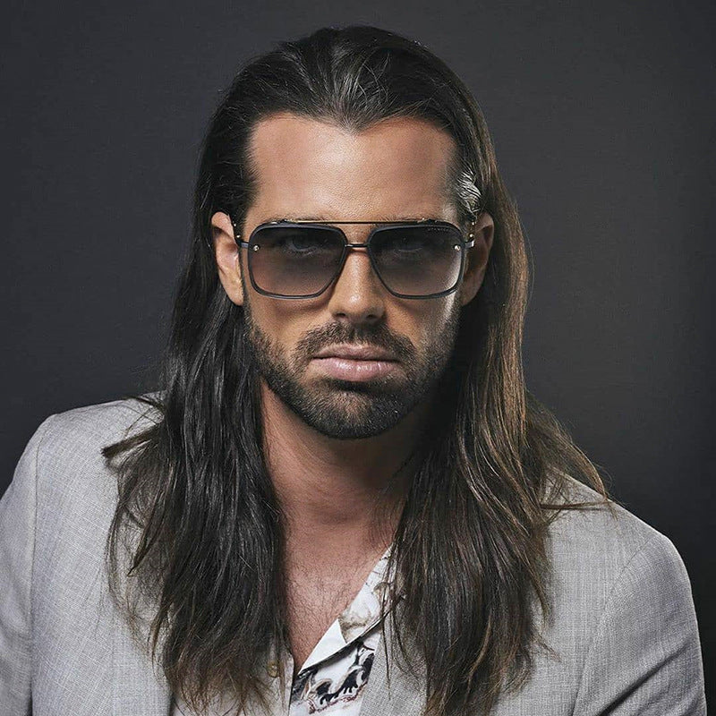 Square Frame Sunglasses Men's Fashion Metal Rimless Cut Edge Sunglasses Women's Trendy No-Makeup Glasses MACH SIX1261