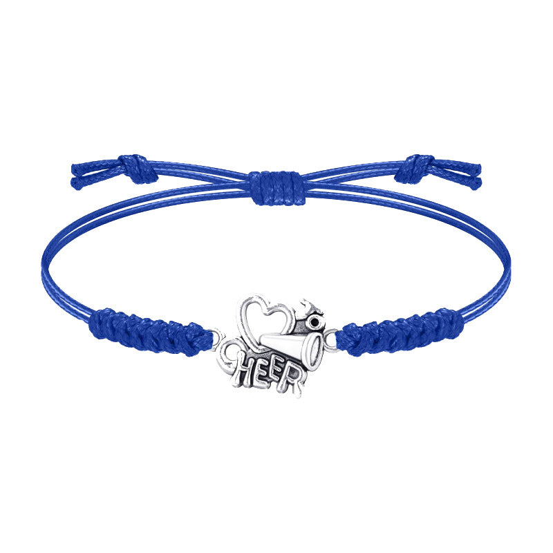 CHEER Cheer and Encourage Wax Thread Bracelet with Card, Cheerleading Heart Support Stretchable Women's Woven Bracelet