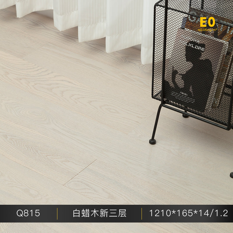 1.2mm White Ash Natural Wood Veneer New Three-Layer Solid Wood Composite Floor Heating Home Eco-Friendly Flooring Package Installation for Entry
