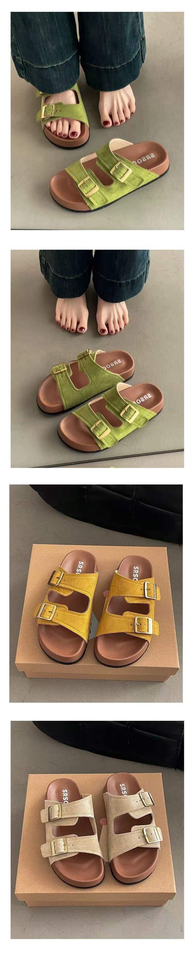 Platform Slippers Women's Summer Outerwear2025New Super Hot Beach Slip-On Yellow Birkenstock Sandals