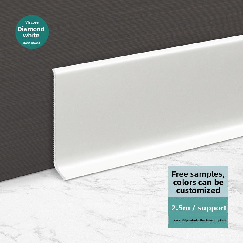 Aluminum alloy self-adhesive skirting board in cream style6cm Diamond-patterned white skirting line8Centimeter skin white metal baseboard