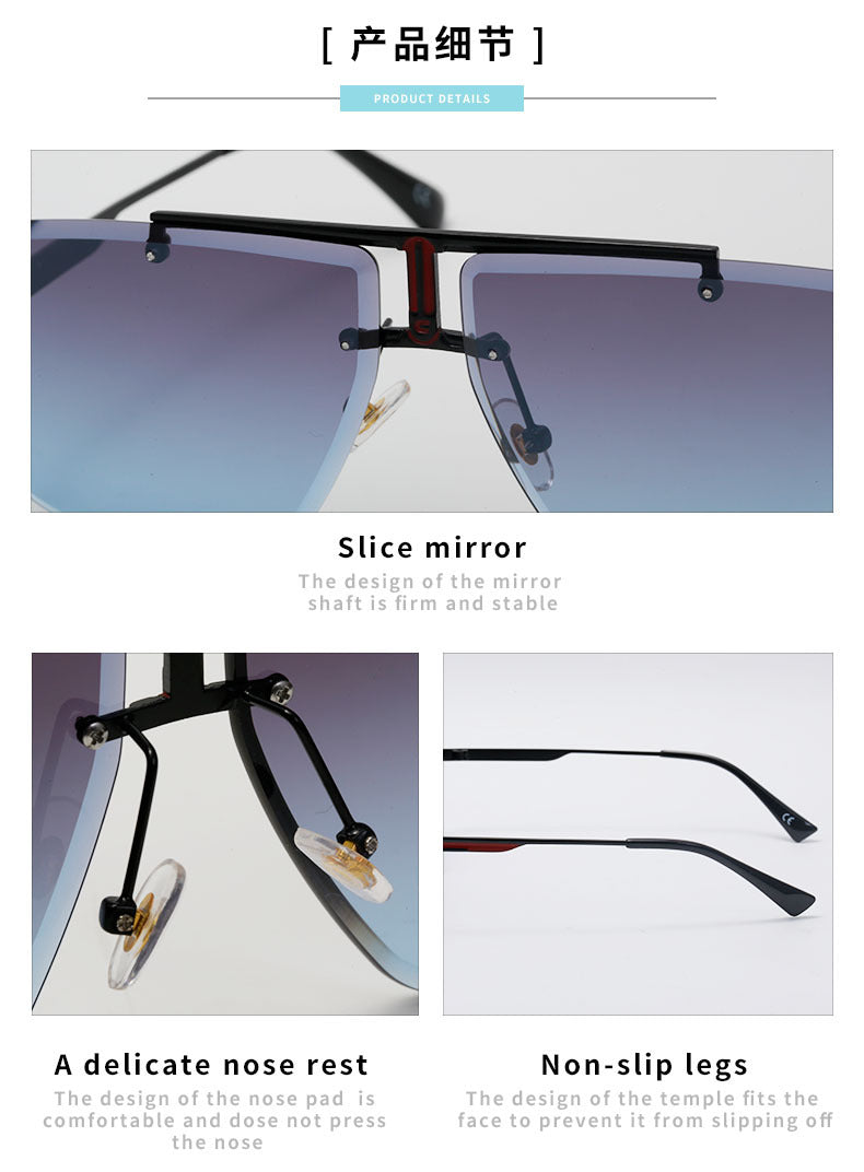 Frameless Sunglasses Men's High-end European and American Fashion New Trendy Glasses Women's Square Frame Sunshade Sunscreen Sunglasses