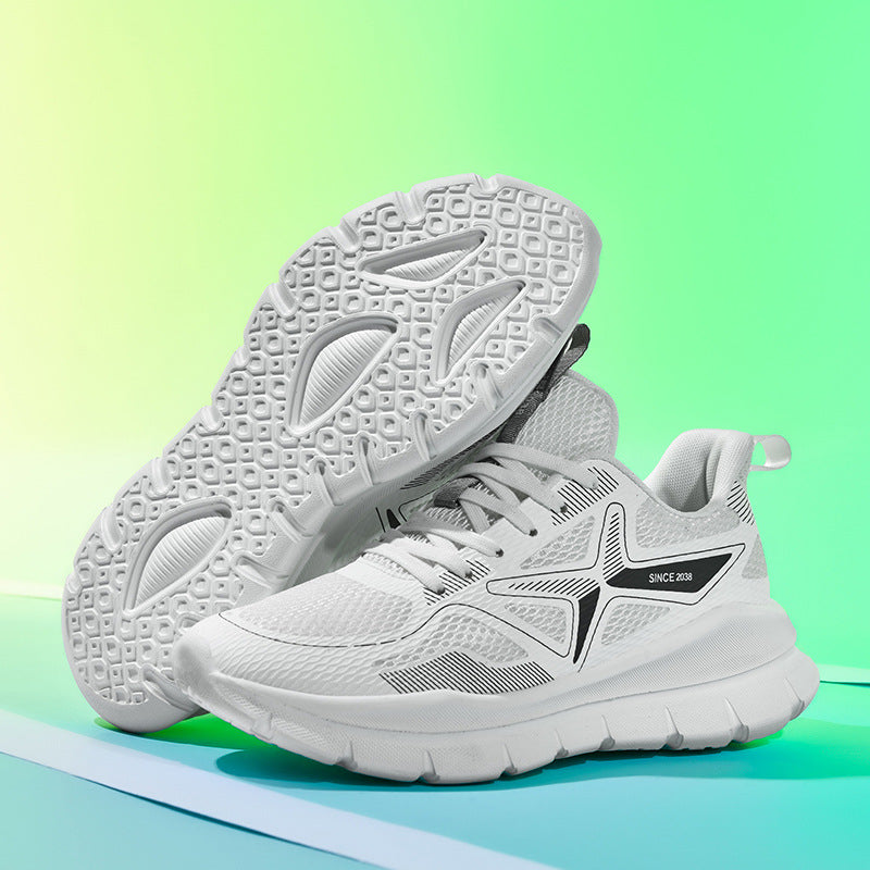 New Thick-Soled Racing Sports Shoes for Middle School Students, High Elastic Running Shoes for Men and Women, Breathable Flyknit Mesh Shoes for Couples