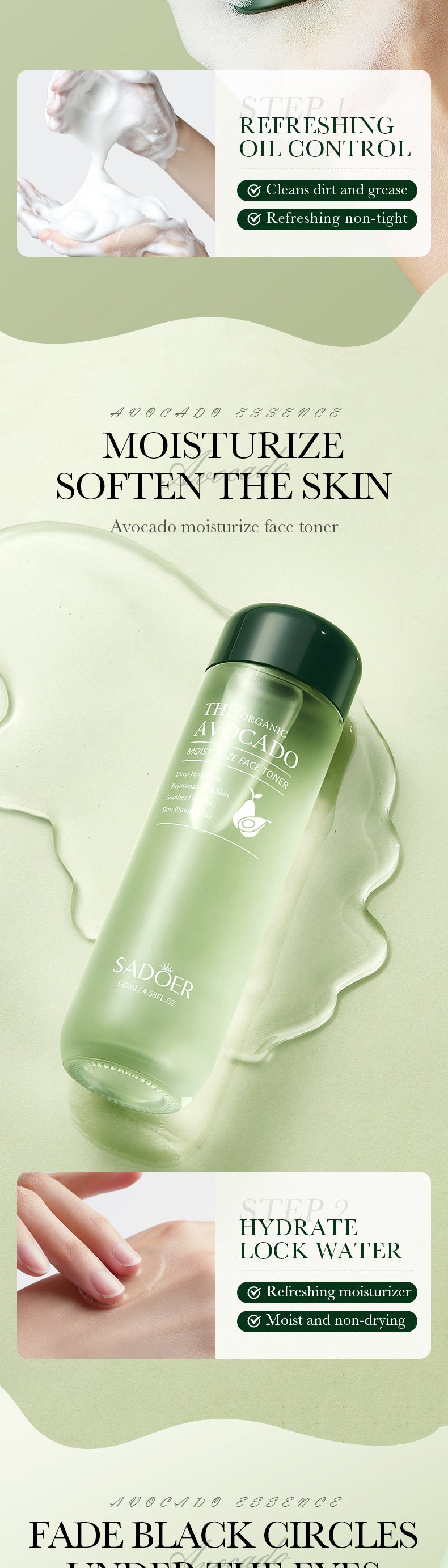 Full English Avocado Skincare Set SADOER Cleansing, hydrating, and moisturizing six-piece set for  foreign trade wholesale