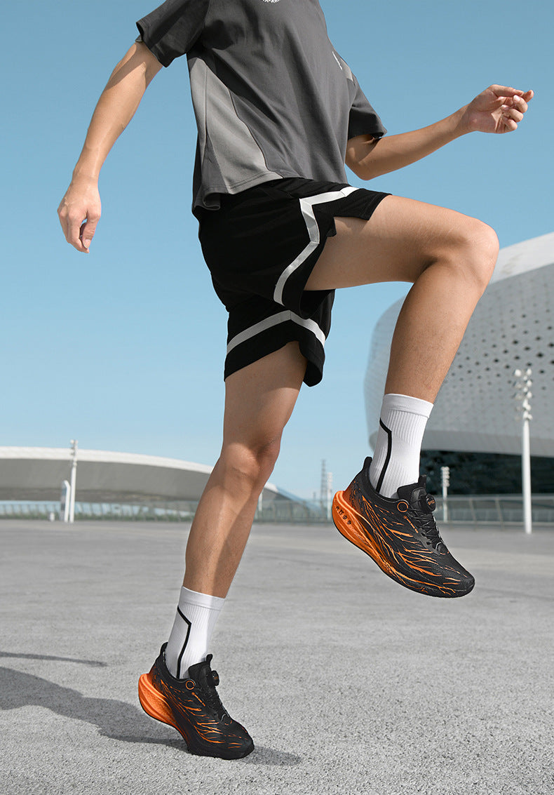 2025New Rotating Buckle Couple Fluorescent Trendy Fashion Running Shoes Real Explosive Carbon Plate Rebound Shock Absorption Sports Shoes