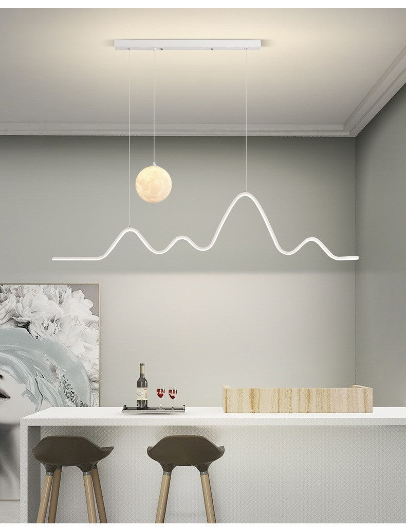 Restaurant Pendant Light Luxury Dining Room Table Bar Counter Lighting Modern Minimalist Moon Lamp Minimalist Long Strip Restaurant Light