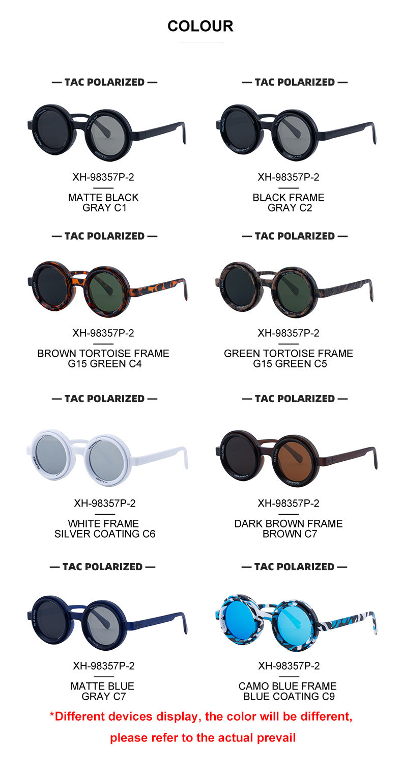 Nighttime Driving Glasses Round Frame ND Adjustable Zoom Men's Sunglasses2025New Polarized Sunglasses