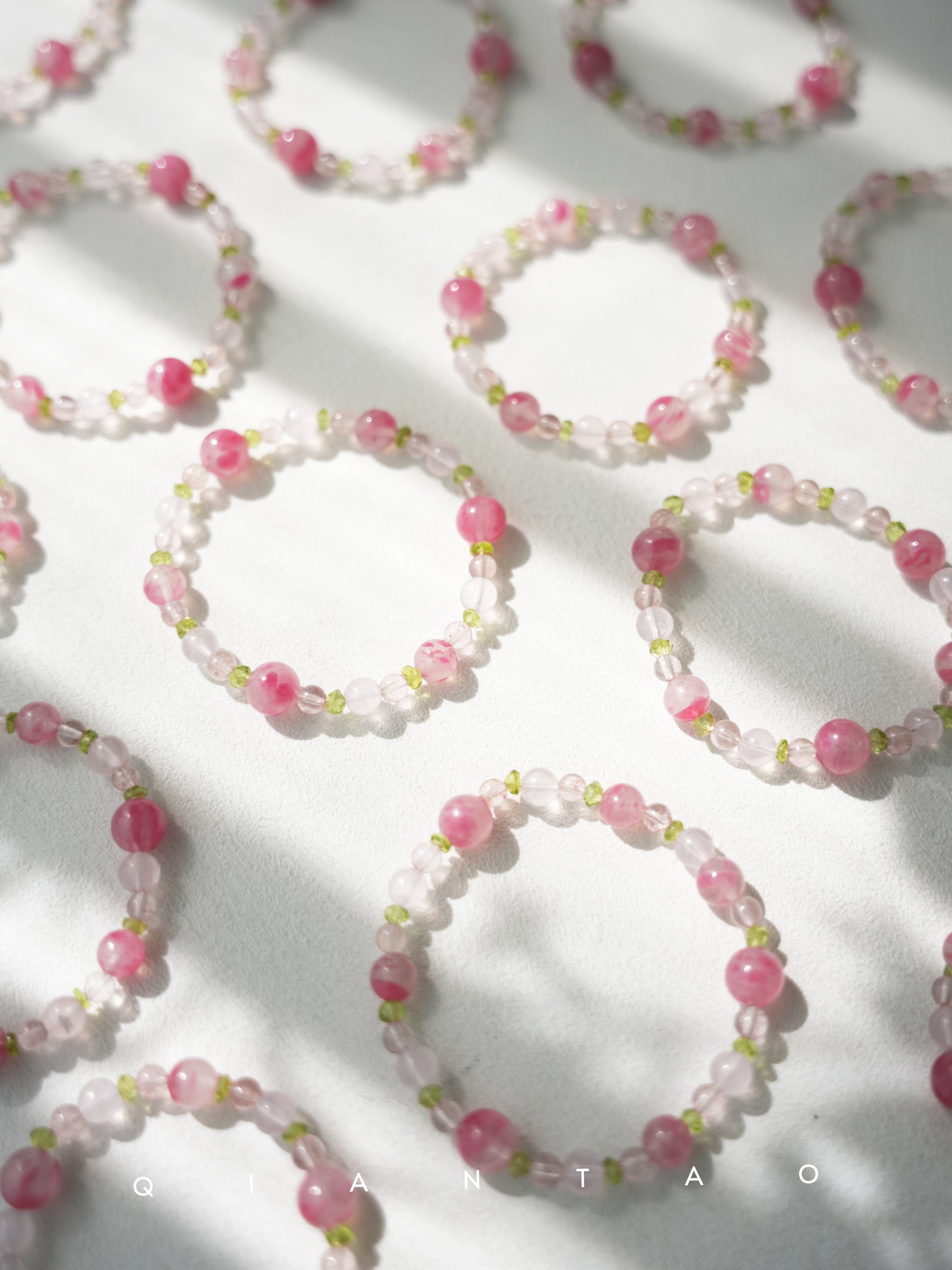 Xunhua New Chinese Style Bracelet Pink Crystal Peridot Bracelet for Women High-end Gift Natural Rose Quartz Bracelet