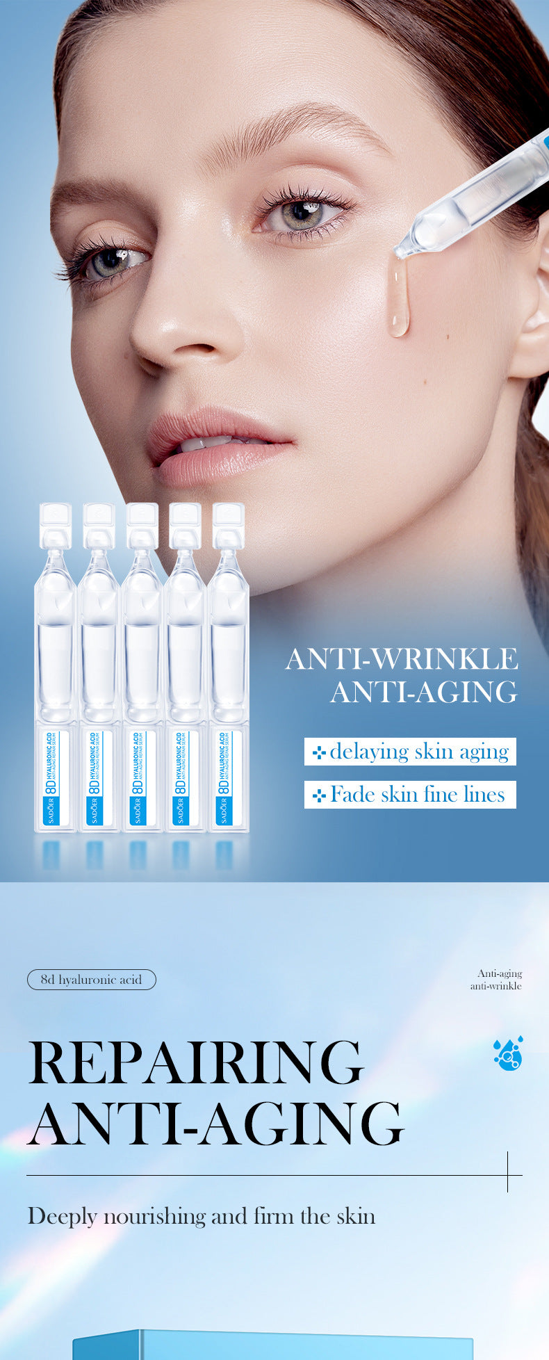 Full English Hyaluronic Acid Face Cream SADOER8D Anti-wrinkle Hydrating Nourishing Face Cream Moisturizing and Rejuvenating  Foreign Trade Wholesale