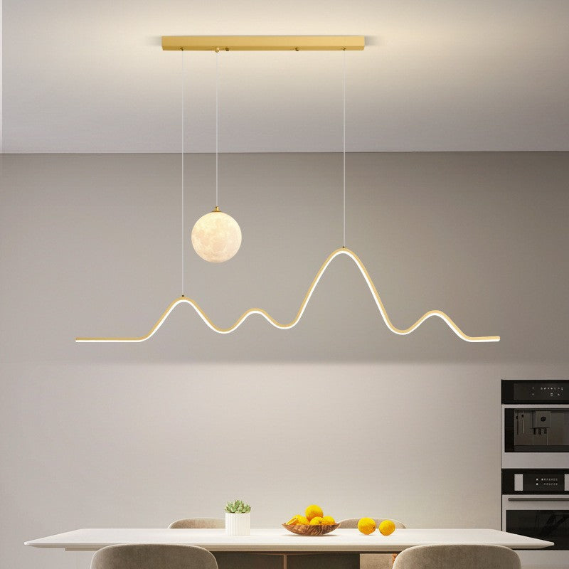 Restaurant Pendant Light Luxury Dining Room Table Bar Counter Lighting Modern Minimalist Moon Lamp Minimalist Long Strip Restaurant Light