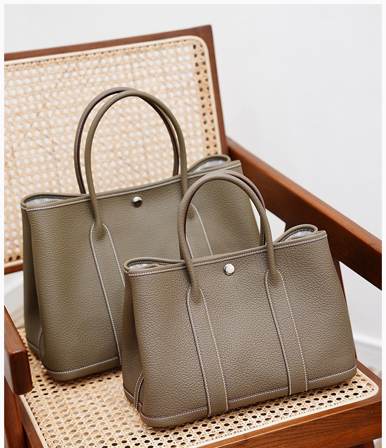 Garden Bag Summer High-End Feel Guangzhou First Layer Cowhide Women's Bag Genuine Leather Tote Bag Large Capacity Commuter Handbag