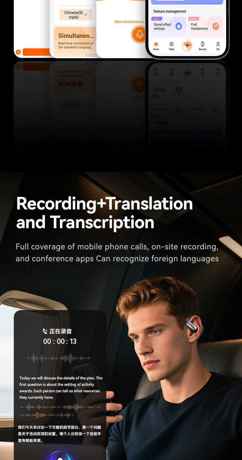Popular M127AI Translation Long Battery Life Over-Ear Headphones Non-In-Ear Private Model Noise Cancelling Wireless Bluetooth Headphones
