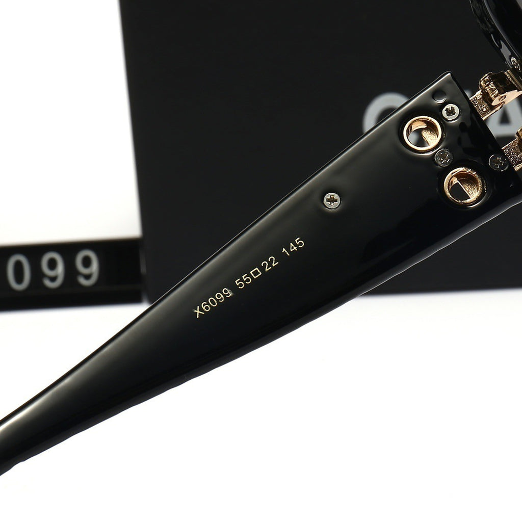 Chanel Style Pattern High-End Retro Sunglasses Large Frame Face-Slimming Celebrity Style Sunglasses6099Glasses