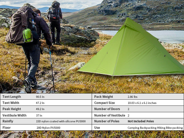 New Tent Outdoor Double Portable Lightweight Mountaineering Outdoor Hiking Waterproof Silicone Coated Camping Lightweight Waterproof