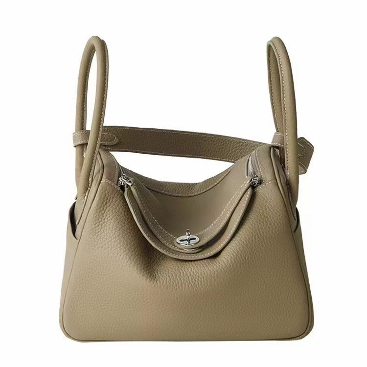 Doctor Genuine Leather Women's Bag2024Handheld Top Layer Cowhide Lychee Pattern Lindy Bag Single Shoulder Handbag Medicine Box Trendy